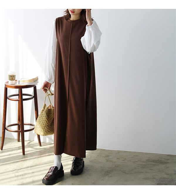 GeeRA（ジーラ）の「袖異素材カットソーワンピース（カットソーワンピース）」｜詳細画像