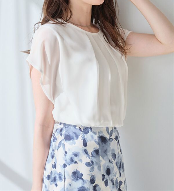 alotta（アロッタ）の「【接触冷感】機能付インナーシフォンブラウス（ブラウス）」｜詳細画像