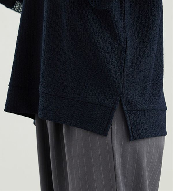 BELLUNA（ベルーナ）の「ジャカード素材袖メッシュレースプルオーバー（カットソー）」｜詳細画像