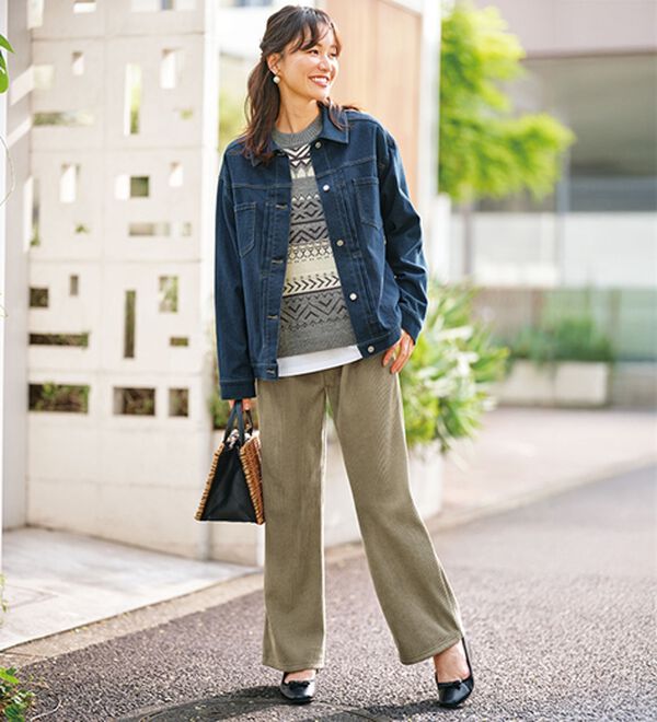 BELLUNA（ベルーナ）の「幾何柄ジャカードニットベスト（ベスト）」｜詳細画像