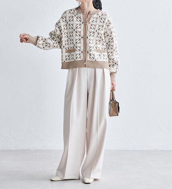 RANAN（ラナン）の「花柄モールジャカードカーデ（ニットカーディガン）」｜詳細画像