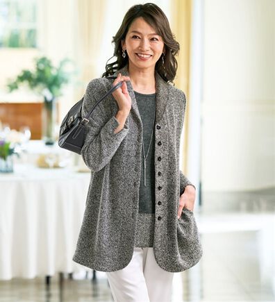 BELLUNA（ベルーナ）の「《ジャケットなのに動きやすい！》杢調カットツイード素材アンサンブル（その他ジャケット）」