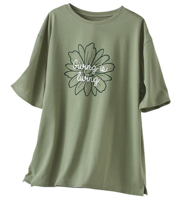 BELLUNA（ベルーナ）の「汗ジミ対策！よれない大人のプリントＴシャツ（Tシャツ）」｜オリーブ