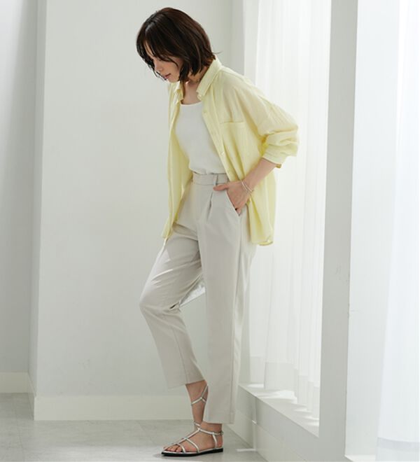 BELLUNA（ベルーナ）の「【選べる2丈】メランジストレッチ素材テーパードパンツ（テーパードパンツ）」｜詳細画像