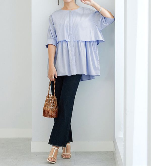 GeeRA（ジーラ）の「【華奢見え】羽織にもなる！ペプラムシャツチュニック（チュニック）」｜詳細画像