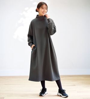 BELLUNA（ベルーナ）の「あったかキレイ！大人のこだわりワンピース（カットソーワンピース）」｜チャコール