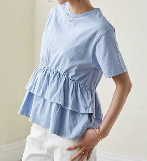 RANAN（ラナン）の「ピグメントフリルトップス（カットソー）」｜ブルー