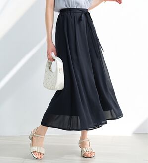 alotta（アロッタ）の「ふんわりシフォンワイドパンツ（ワイドパンツ・ガウチョ）」｜ネイビー