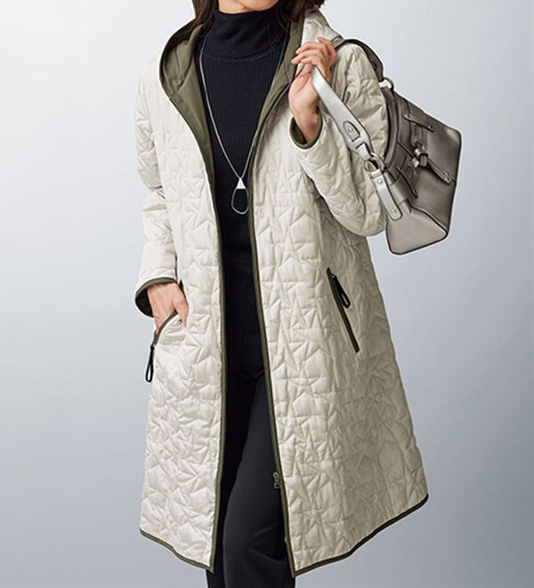 配色トリミング使い星柄キルト中わたコート - ベルーナ【公式】