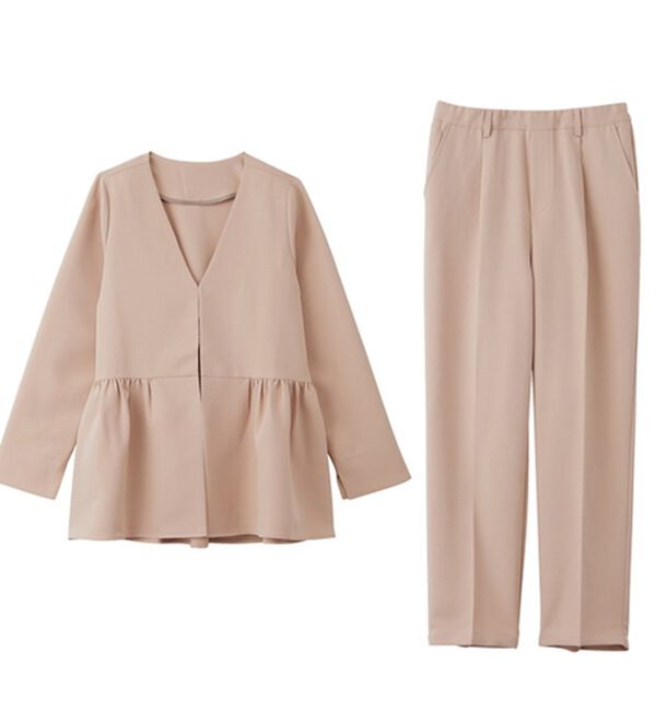 GeeRA（ジーラ）の「【2点セット】ペプラムジャケットセットアップスーツ（パンツスーツ）」｜詳細画像