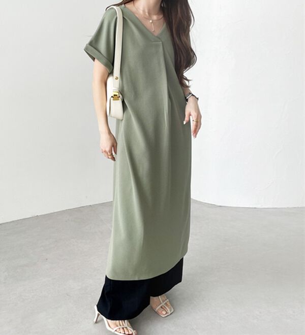 GeeRA（ジーラ）の「ひんやり快適！ジャカードスキッパーワンピ（カットソーワンピース）」｜詳細画像