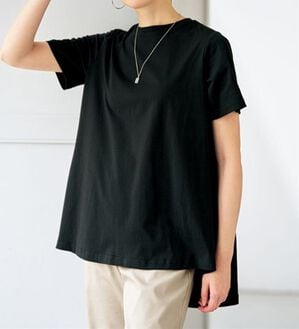 BELLUNA（ベルーナ）の「【汗ジミ対策】＜エアリーアイスコットン＞バック切替フレアーＴシャツ（Tシャツ）」｜黒