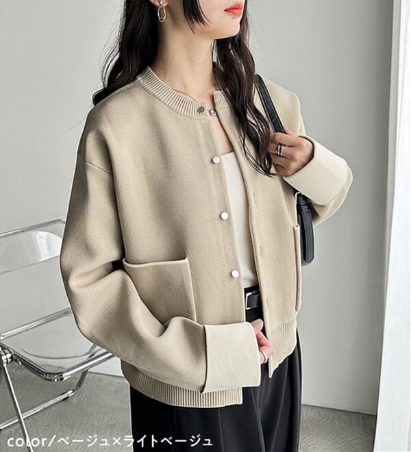 GeeRA（ジーラ）の「配色カラーニットカーディガン（ニットカーディガン）」｜詳細画像