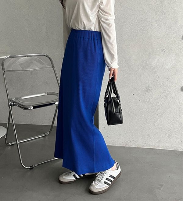 GeeRA（ジーラ）の「【着回し力◎】楽ちんすっきり見え！リブロングスカート（ロングスカート）」｜詳細画像