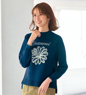 BELLUNA（ベルーナ）の「ロゴジャカードニットプルオーバー（ニット・セーター）」｜ネイビー