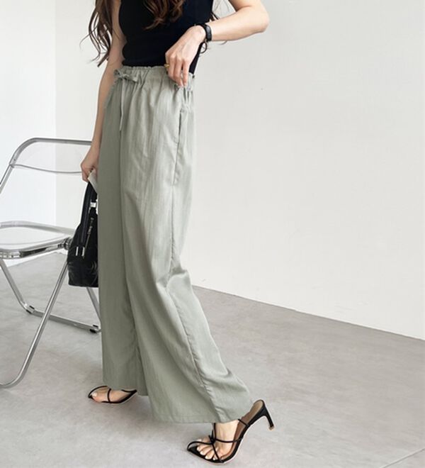 GeeRA（ジーラ）の「冷感リネン風イージーワイドパンツ（ワイドパンツ・ガウチョ）」｜詳細画像