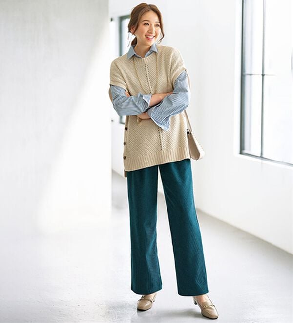 BELLUNA（ベルーナ）の「なめらかコーデュロイワイドパンツ（ワイドパンツ・ガウチョ）」｜詳細画像