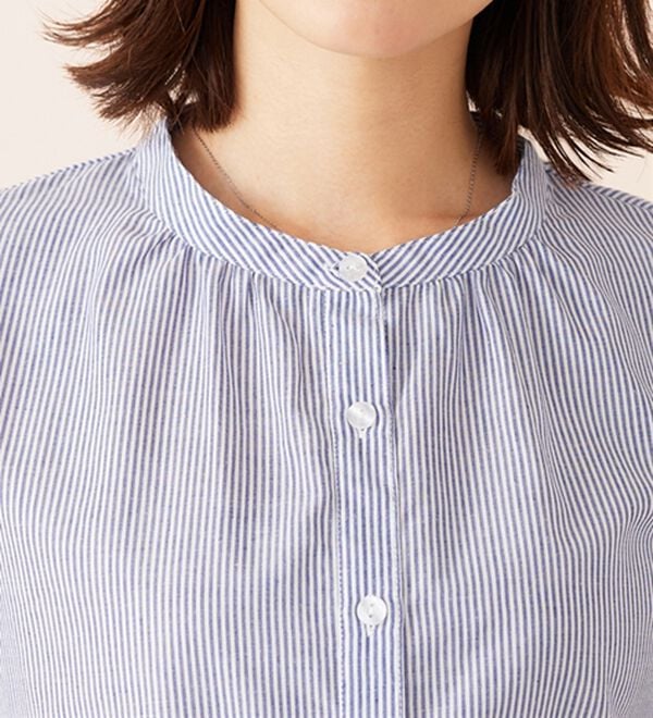 BELLUNA（ベルーナ）の「ギャザー使いバンドカラーブラウス（ブラウス）」｜詳細画像