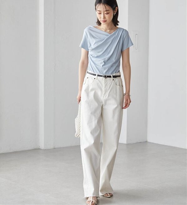 RANAN（ラナン）の「【ひんやり/UV対策】上品ドレープリブTシャツ（カットソー）」｜詳細画像