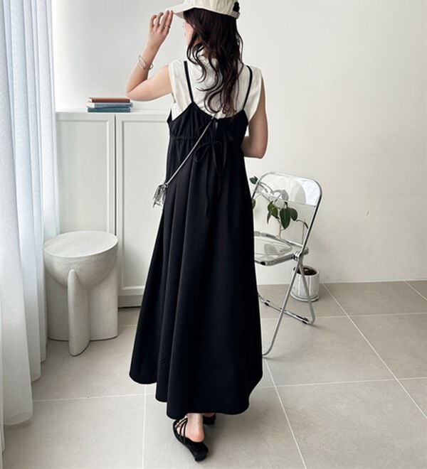 GeeRA（ジーラ）の「サッカー素材バックリボンキャミワンピース（その他ワンピース）」｜詳細画像