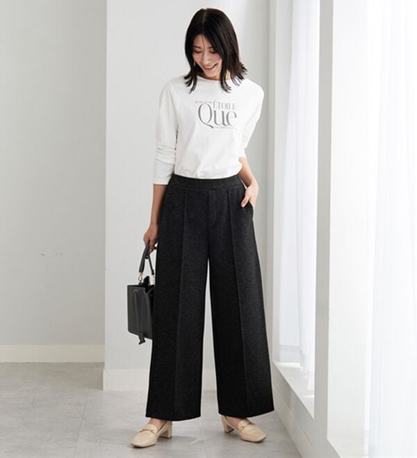 BELLUNA（ベルーナ）の「圧縮ニット素材ワイドパンツ（ワイドパンツ・ガウチョ）」｜詳細画像