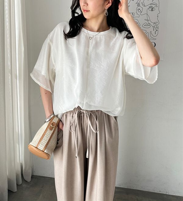 GeeRA（ジーラ）の「オーガンジーレイヤードＴシャツ（カットソー）」｜詳細画像