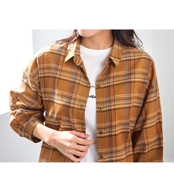 BELLUNA（ベルーナ）の「着るＵＶ対策！綿１００％デザインチェックシャツ（シャツ）」｜詳細画像