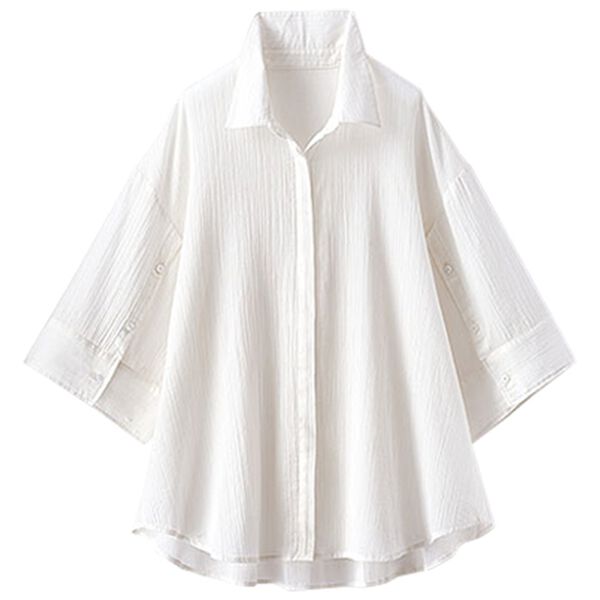 BELLUNA（ベルーナ）の「楊柳コットン袖ボタンデザインシャツ（シャツ）」｜詳細画像