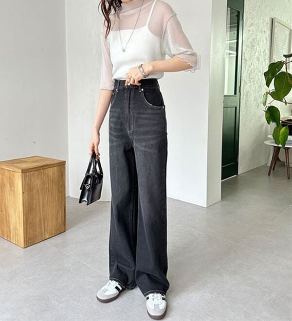 GeeRA（ジーラ）の「ハイウエストストレートデニム（ワイドパンツ・ガウチョ）」｜詳細画像