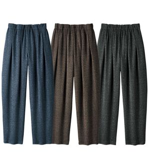 ルフラン（ルフラン）の「【３本組】裏ふわっとぽかぽかツイード調ゆったりパンツ（フルレングスパンツ）」｜3本組
