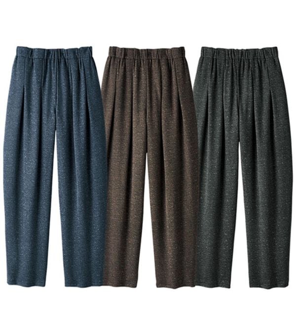 ルフラン（ルフラン）の「【３本組】裏ふわっとぽかぽかツイード調ゆったりパンツ（フルレングスパンツ）」｜3本組