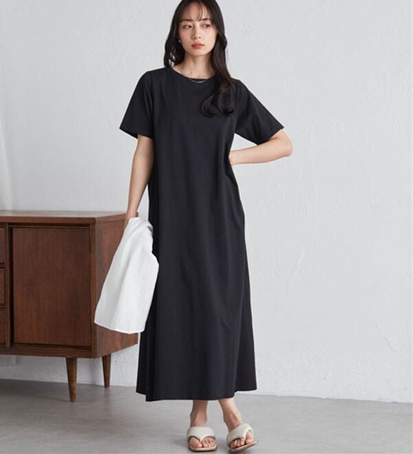 RANAN（ラナン）の「【5つの機能付】ひんやりポケット付マキシワンピース（その他ワンピース）」｜ブラック