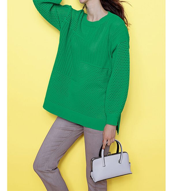 RANAN（ラナン）の「メッシュ素材透かし編みニット（ニット・セーター）」｜詳細画像