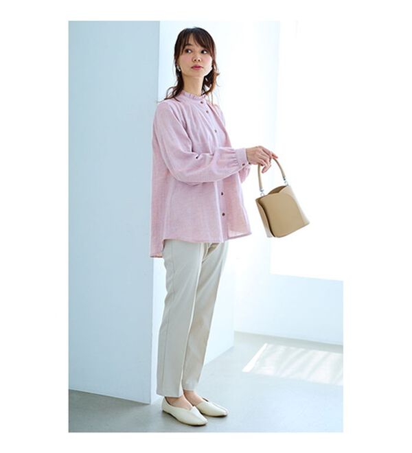 【新品】SUGARHILL オープンカラーブラウス　サイズ2 ブラウン 綿100％ダブルガーゼオーバーブラウス - ベルーナ【公式】