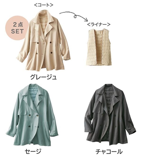 BELLUNA（ベルーナ）の「花粉対策！ライナー付ミドル丈トレンチコート（ハーフコート）」｜詳細画像