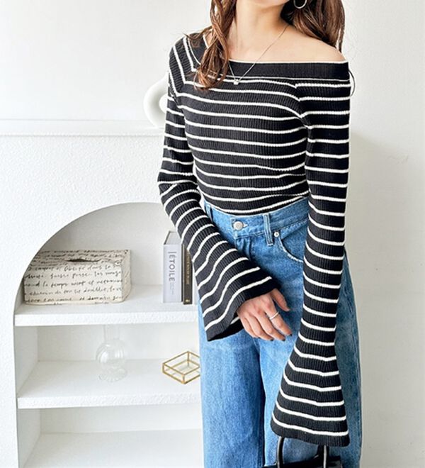 GeeRA（ジーラ）の「バレエネックフレアスリーブニット（ニット・セーター）」｜詳細画像