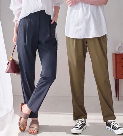 Viola e Viola（ヴィオラ エ ヴィオラ）の「【接触冷感】さらテロ楽のびテーパードパンツ【選べる２丈】（フルレングスパンツ）」