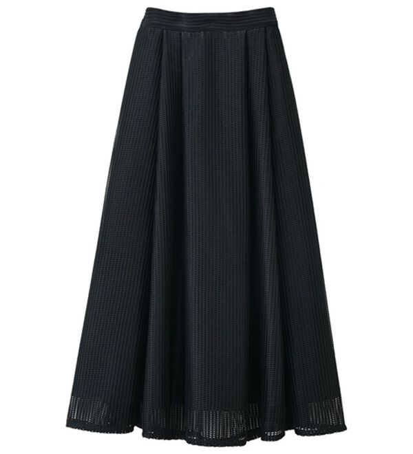 RANAN（ラナン）の「メッシュ素材フレアースカート（ひざ丈スカート）」｜詳細画像