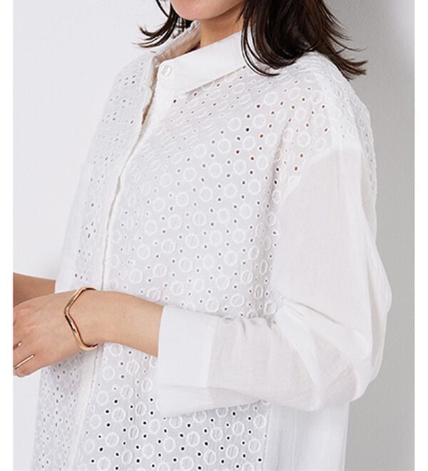 BELLUNA（ベルーナ）の「【Ｌａｇｒｉｌｕａ】ヴィンテージレース切替シアーロングシャツ（シャツワンピース）」｜詳細画像