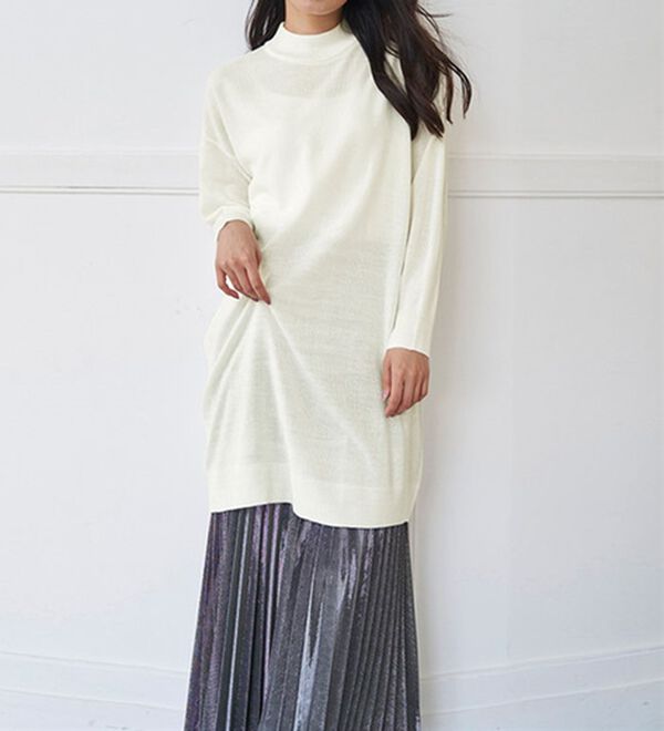 RANAN（ラナン）の「カシミヤタッチニットチュニックワンピース（チュニック）」｜詳細画像