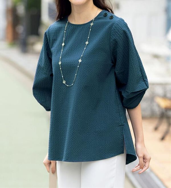 ルフラン（ルフラン）の「【３色組】ふんわりタック袖のさらっ軽ブラウス（ブラウス）」｜詳細画像