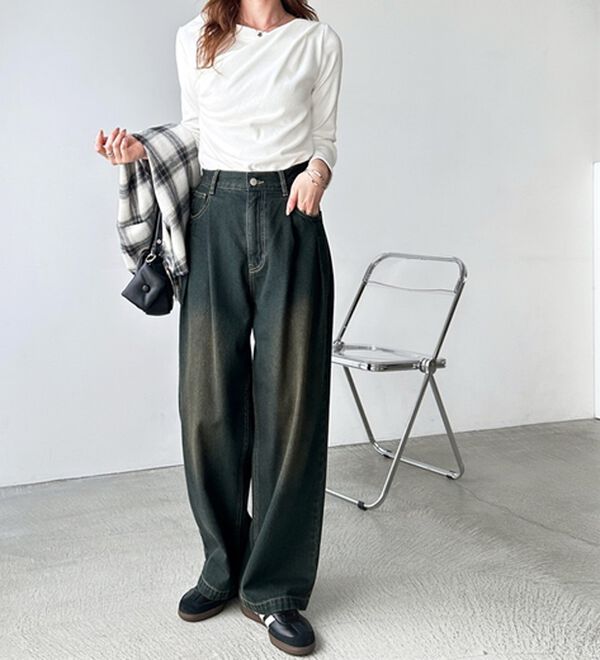 GeeRA（ジーラ）の「２タックワイドデニムパンツ（フルレングスパンツ）」｜詳細画像