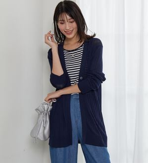 BELLUNA（ベルーナ）の「【店舗・ネット限定】リブ使いボタンデザインカーディガン（ニットカーディガン）」｜詳細画像