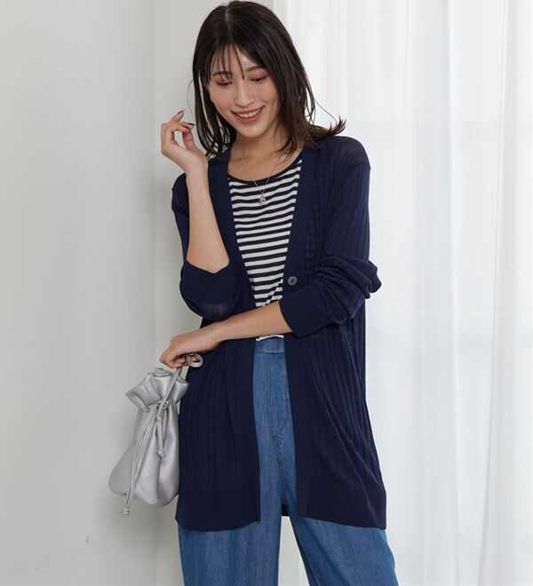 BELLUNA（ベルーナ）の「【店舗・ネット限定】リブ使いボタンデザインカーディガン（ニットカーディガン）」｜詳細画像