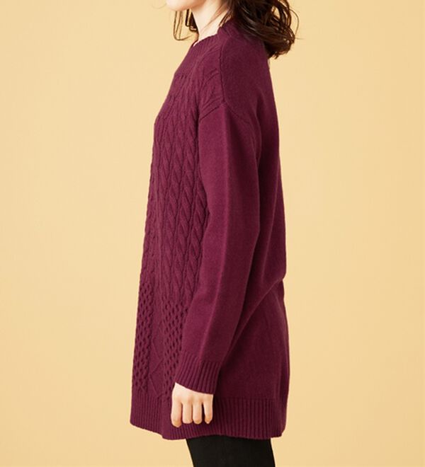 BELLUNA（ベルーナ）の「パッチワーク調ケーブルニットチュニック（チュニック）」｜詳細画像