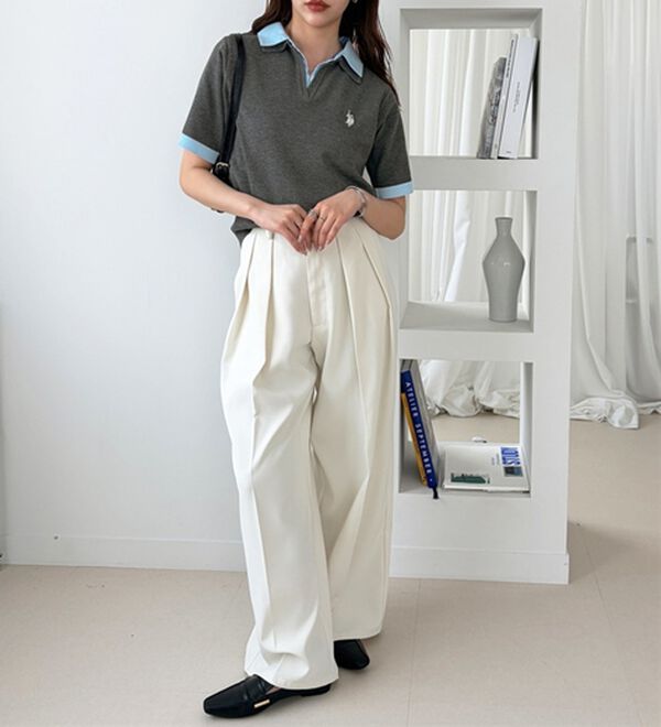 GeeRA（ジーラ）の「【ＵＳ．ＰＯＬＯ．ＡＳＳＮ】衿付ポロニットトップス（ニット・セーター）」｜詳細画像