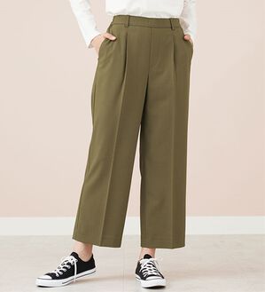 BELLUNA（ベルーナ）の「サラリ美脚見え！タック使いワイドパンツ（ワイドパンツ・ガウチョ）」｜カーキ