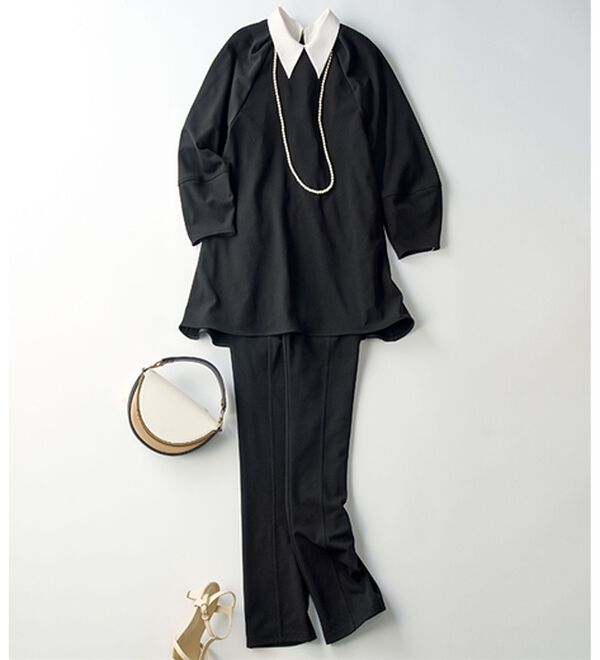 BELLUNA（ベルーナ）の「色褪せにくい黒！バイカラーブラウス（セットアップ）」｜詳細画像