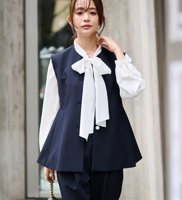 RANAN（ラナン）の「【２点セット】防シワ！ペプラムベストセットアップ（パンツスーツ）」｜詳細画像