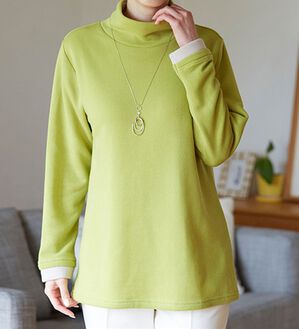 LAVIENNE（ラヴィエンヌ）の「おしゃれな配色あったか裏起毛プルオーバー（カットソー）」｜ピスタチオ